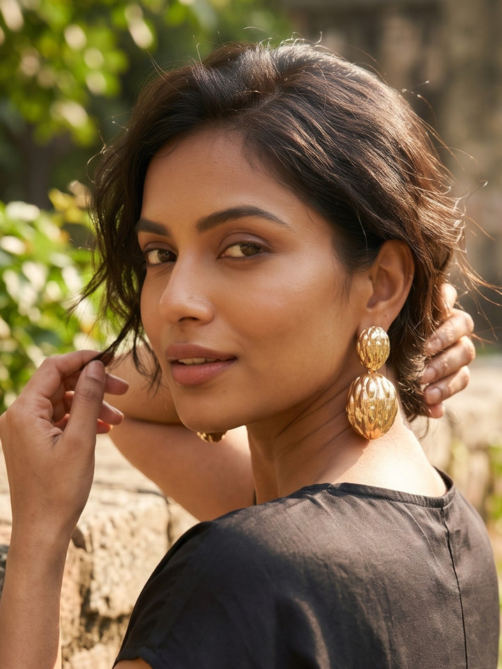 Monstera Dahlia Layered Earrings