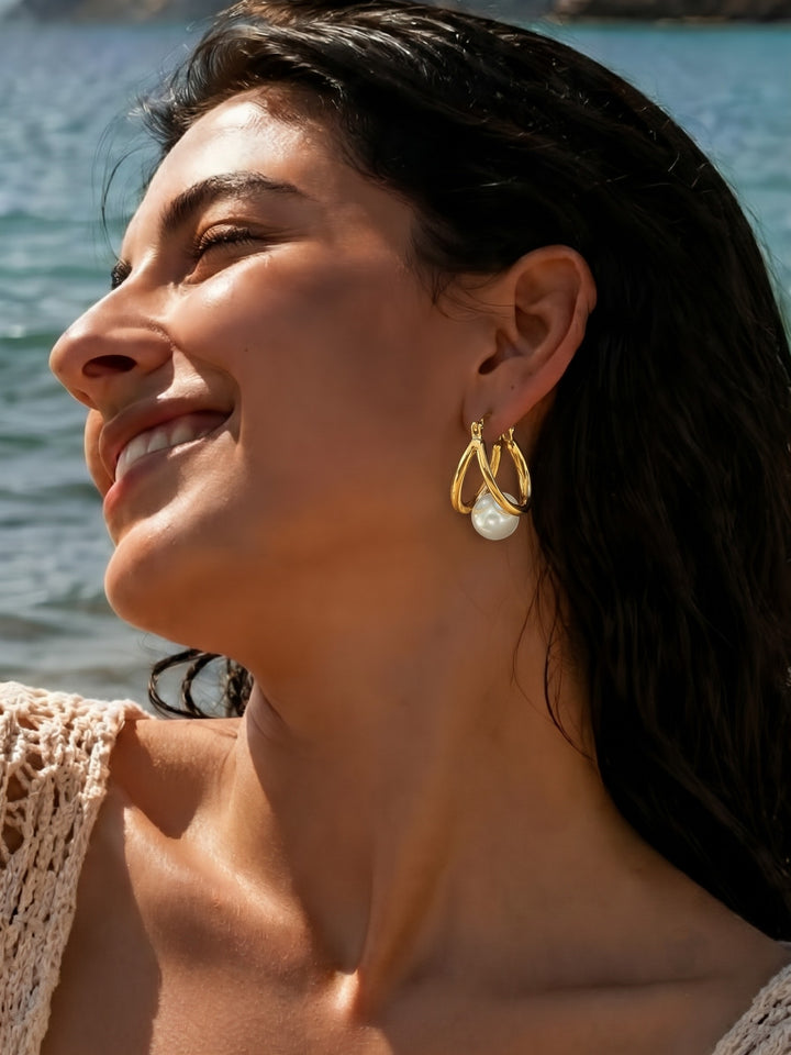 Monstera Pearl Embrace Earrings