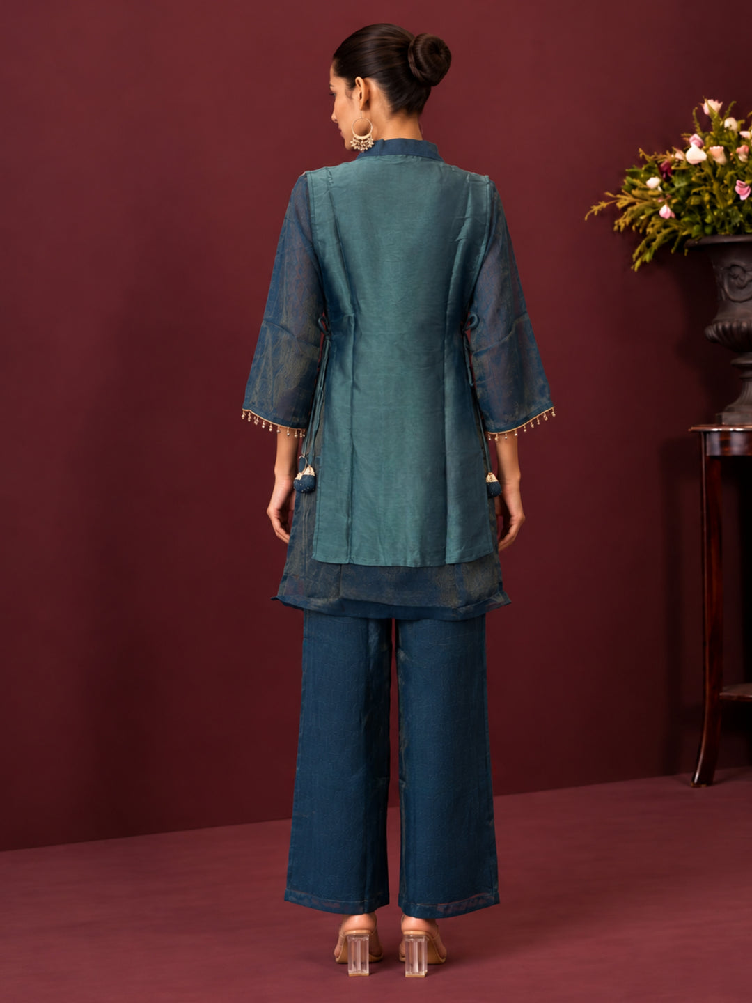 Elini Cobalt Handwork Bib Style Festive Co-Ord Set