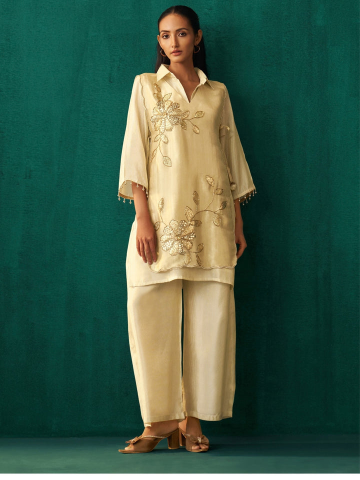 Elini Daisy Handwork Bib Style Festive Co-Ord Set