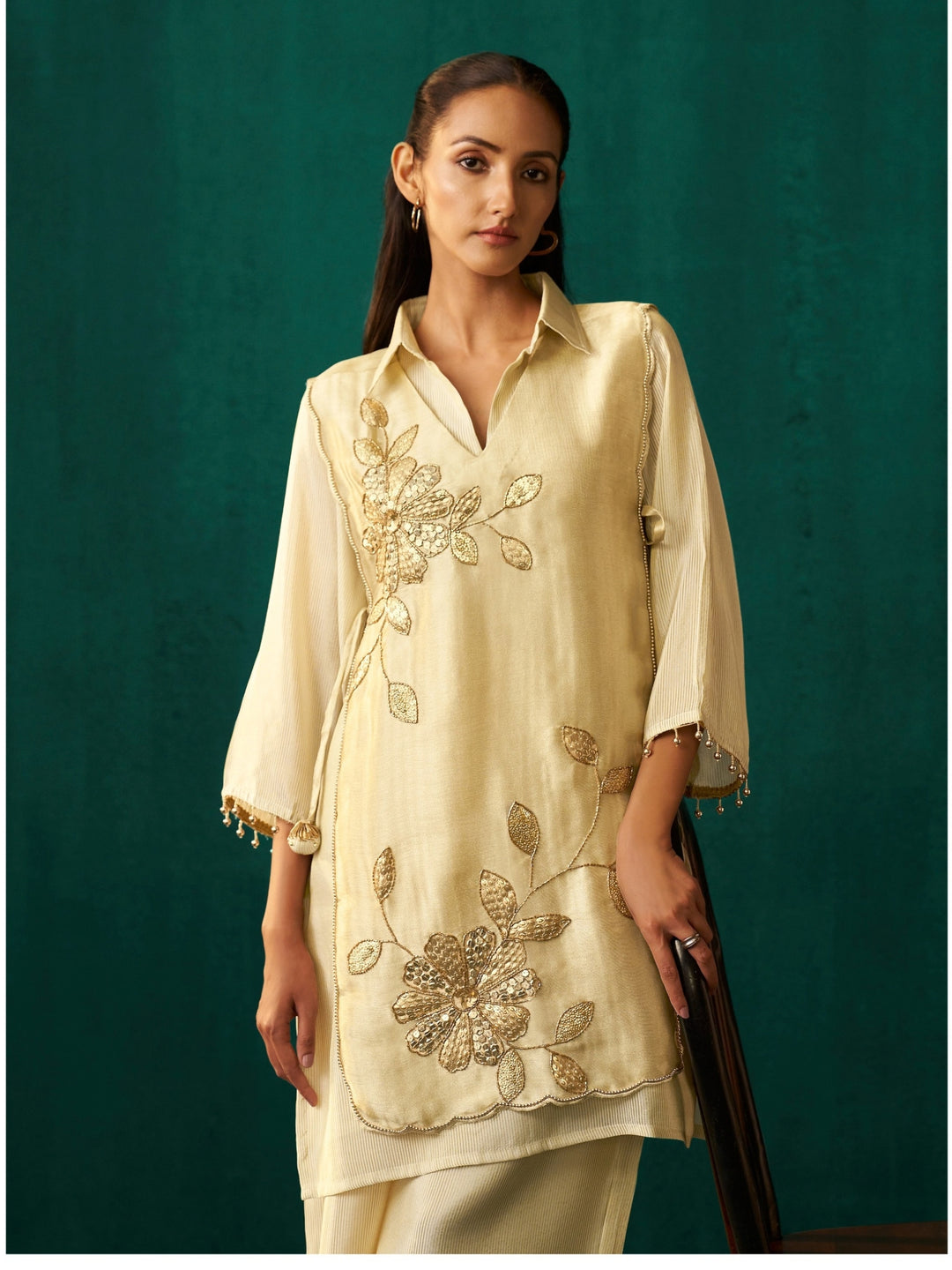 Elini Daisy Handwork Bib Style Festive Co-Ord Set