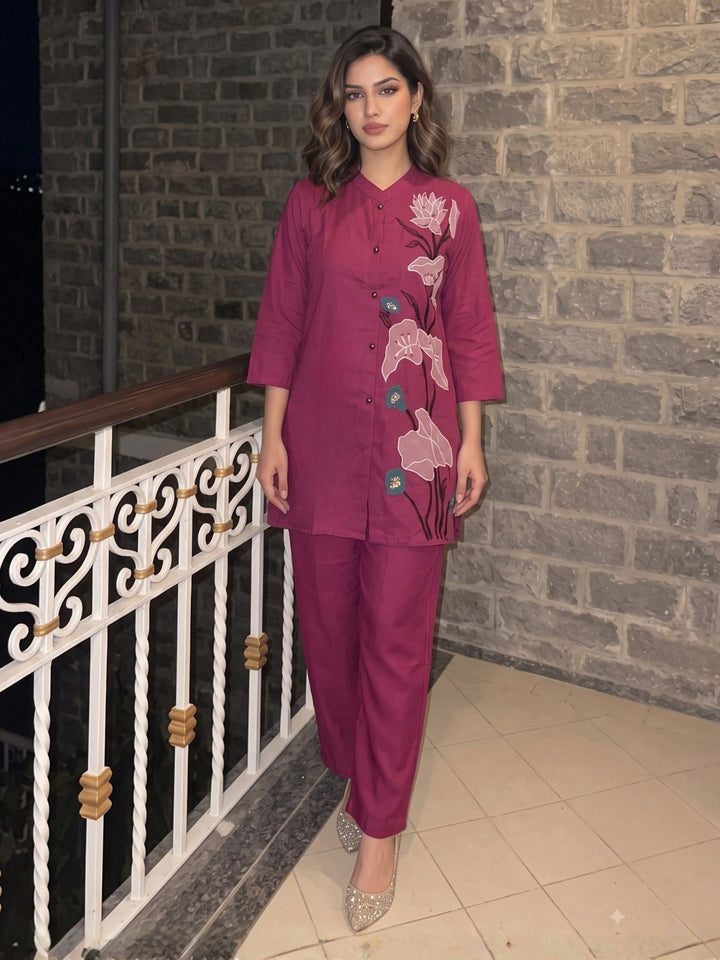 Gaur Taffy Embrodiery Co-Ord Set