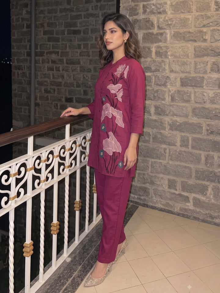 Gaur Taffy Embrodiery Co-Ord Set