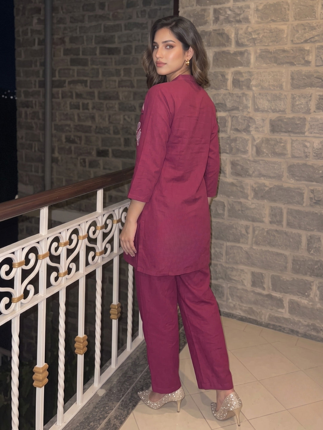 Gaur Taffy Embrodiery Co-Ord Set