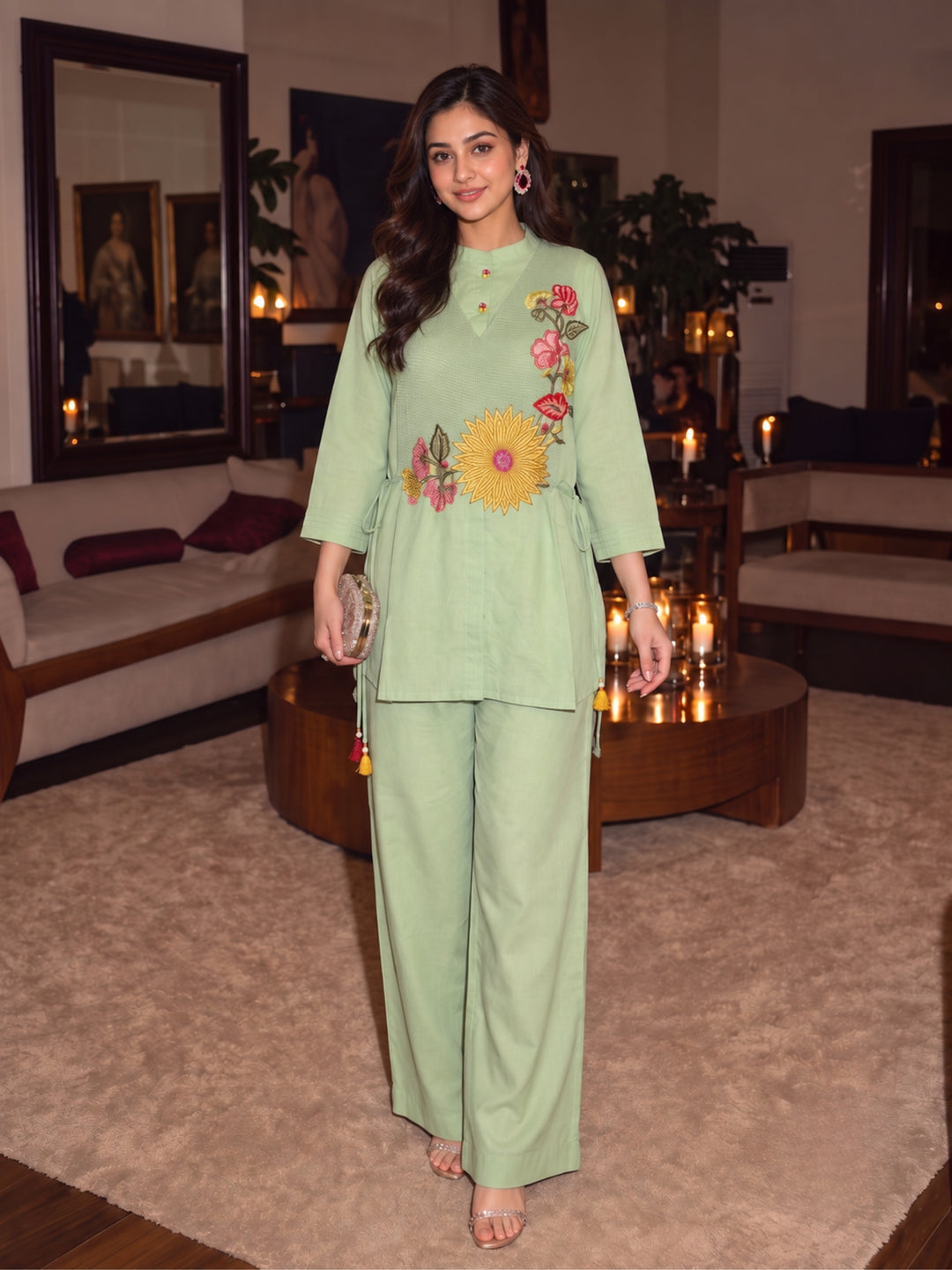 Gaur Tufts Embroidery Co-Ord Set
