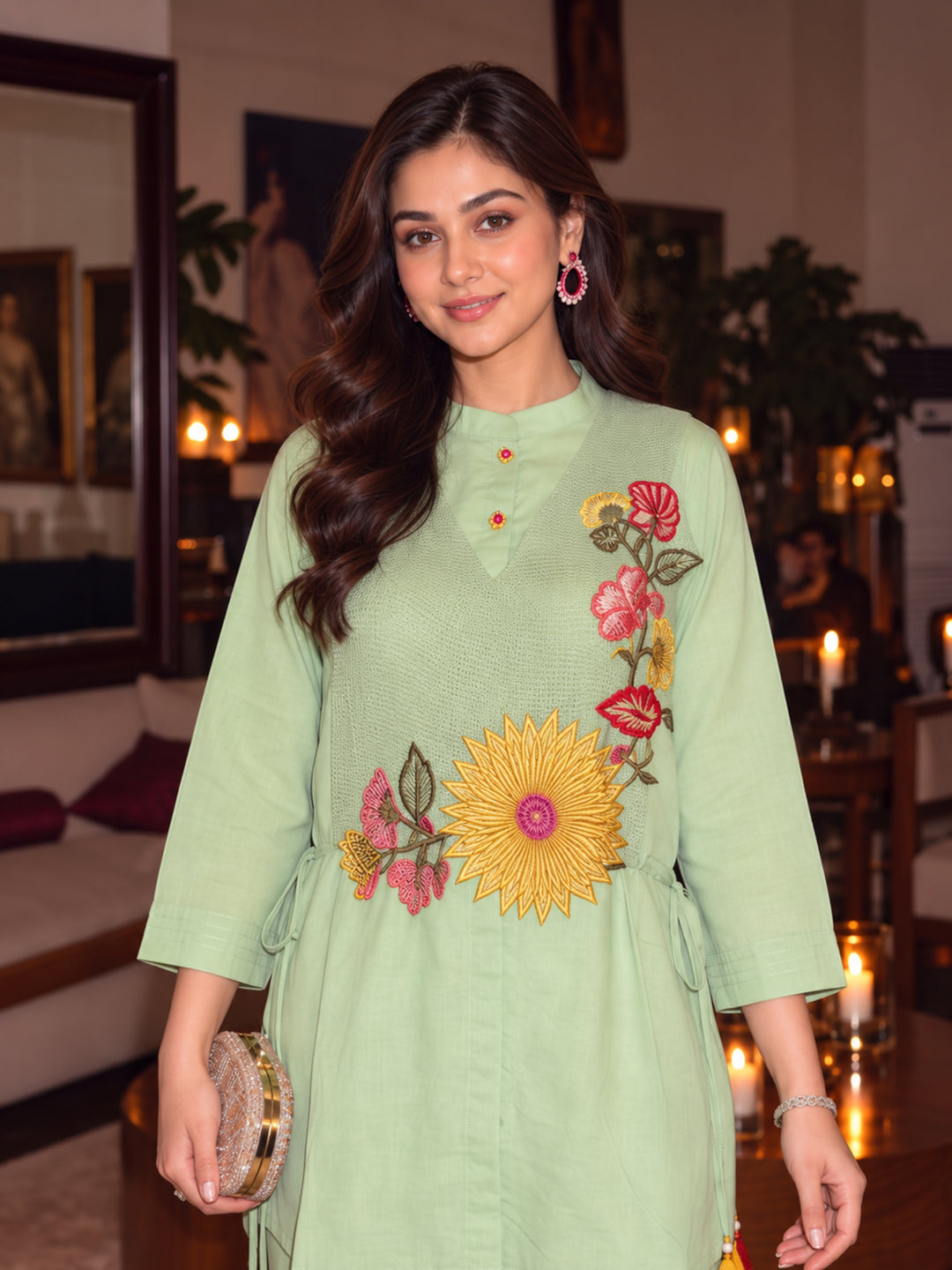 Gaur Tufts Embroidery Co-Ord Set