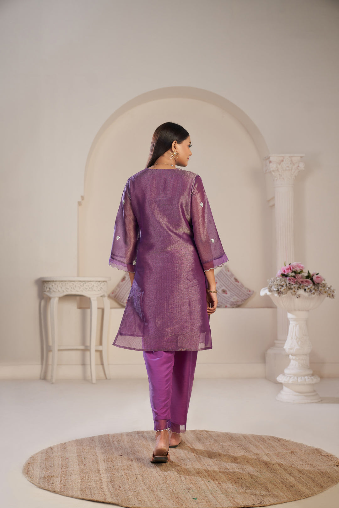 Anumeha Plum Full Work co-ord set