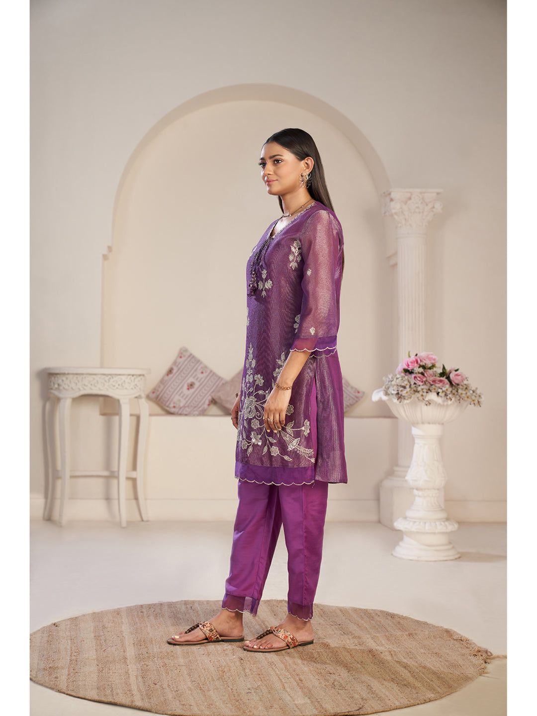 Anumeha Plum Full Work co-ord set
