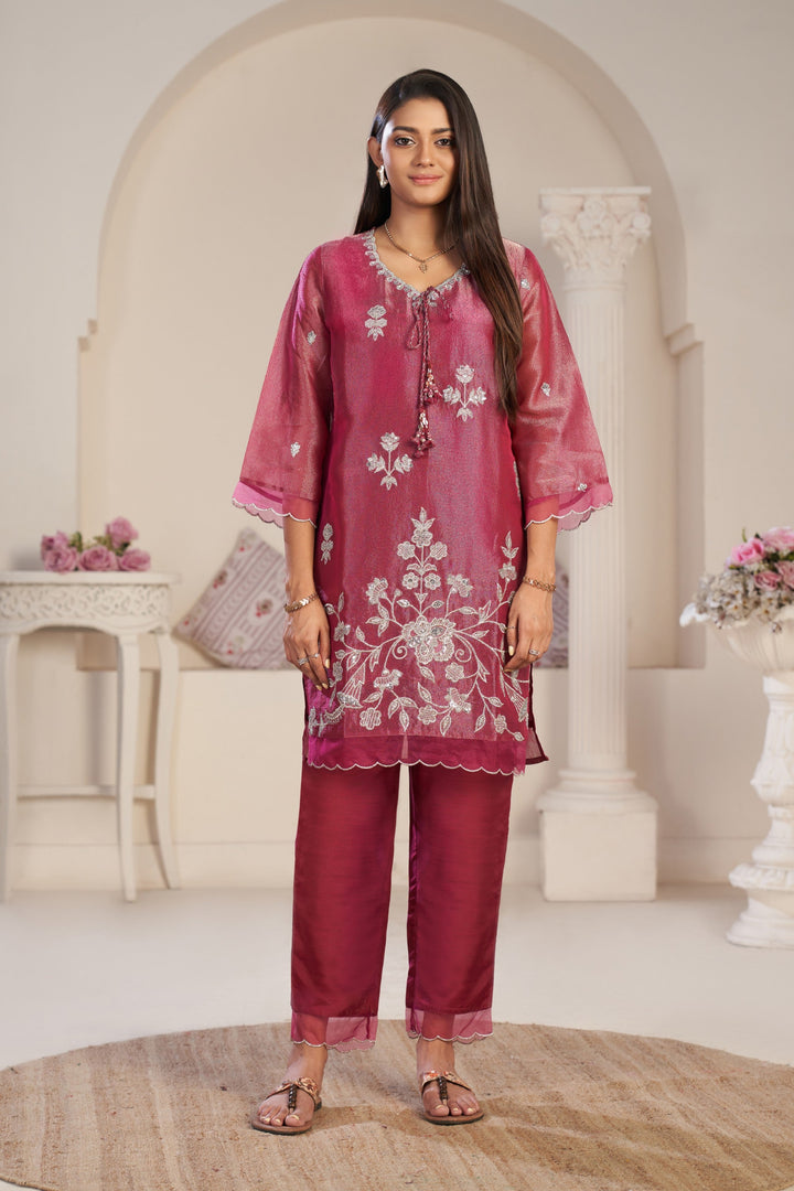 Anumeha Rose Glow Embroidered co-ord set