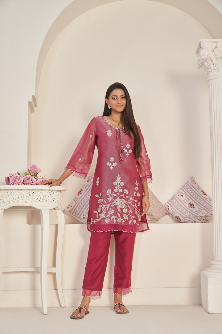 Anumeha Rose Glow Embroidered co-ord set