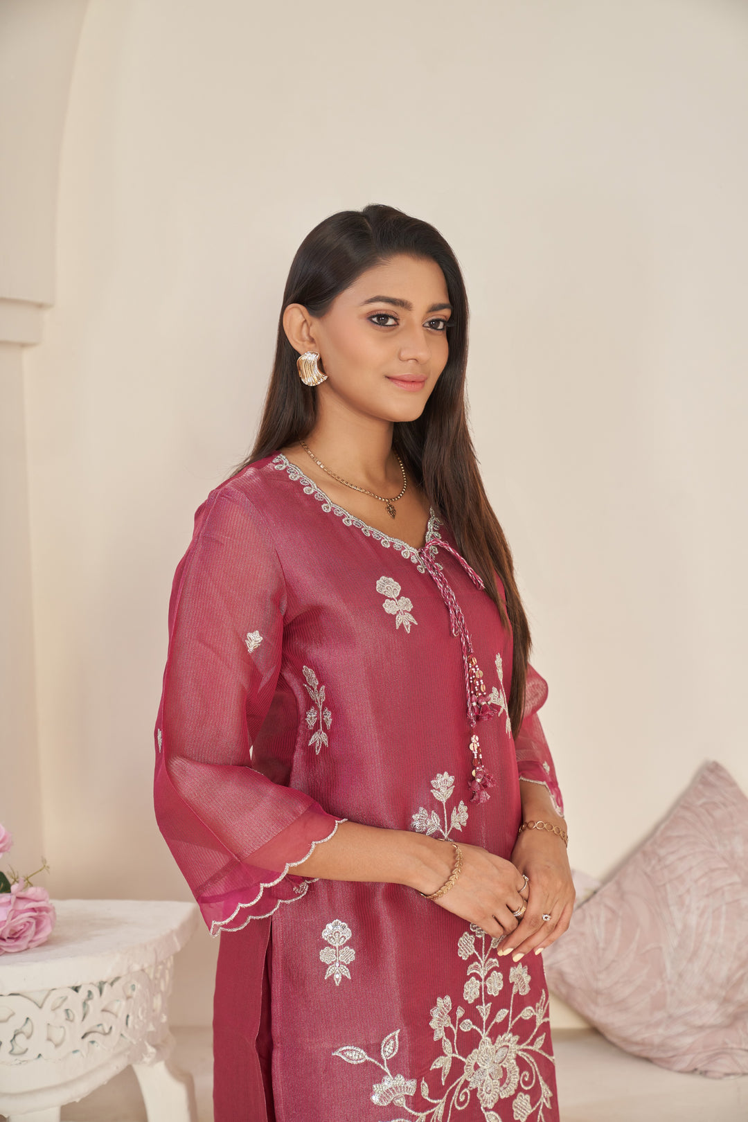 Anumeha Rose Glow Embroidered co-ord set