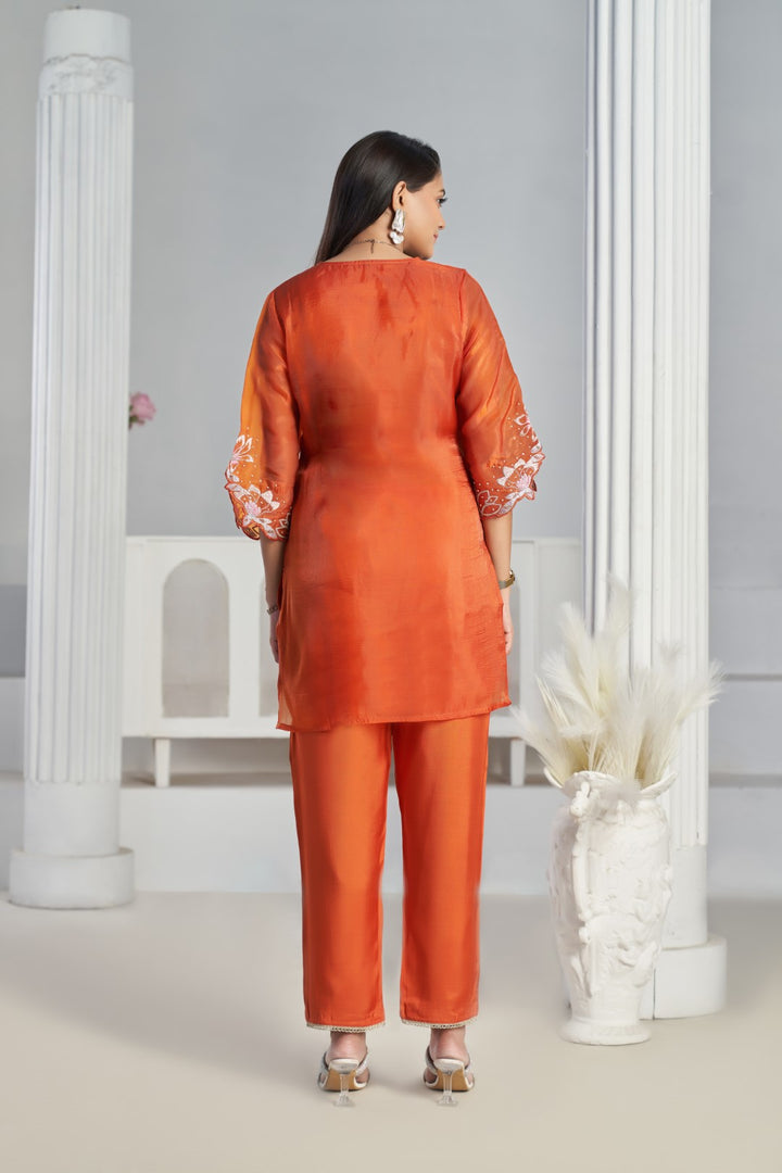 Anumeha apricot full work co-ord set