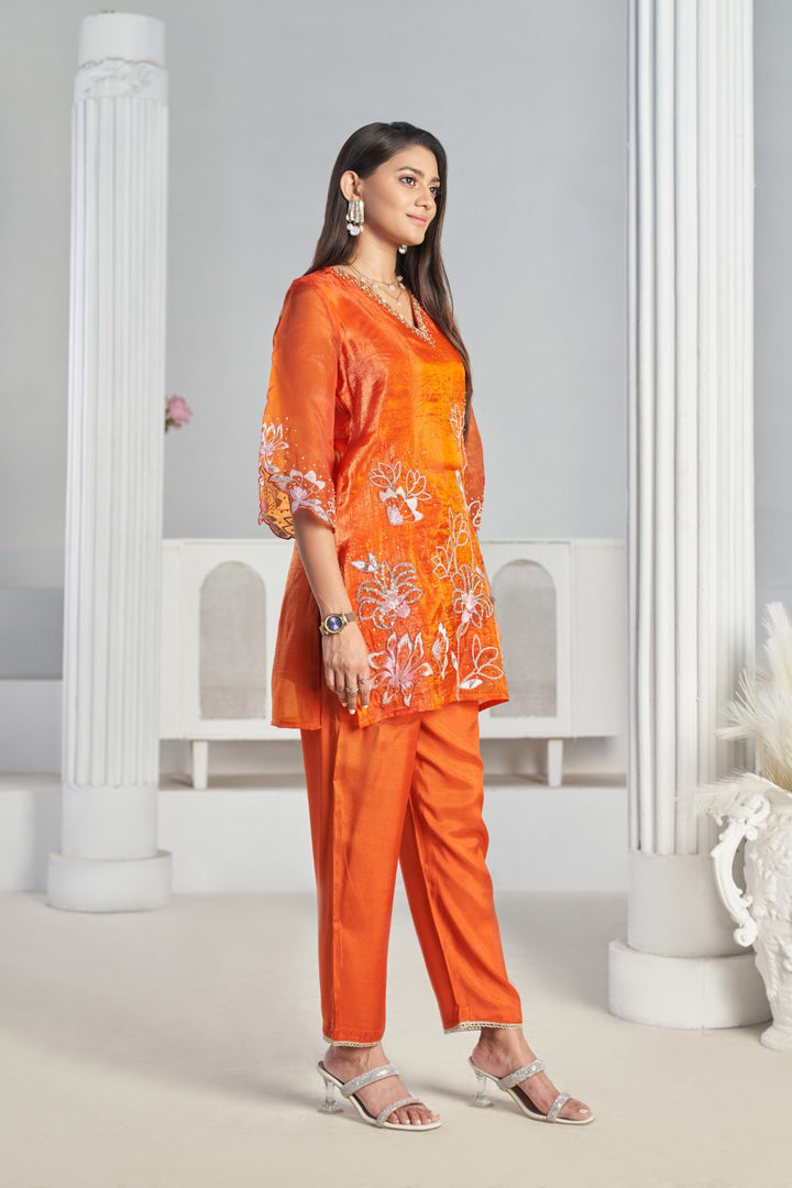 Anumeha apricot full work co-ord set