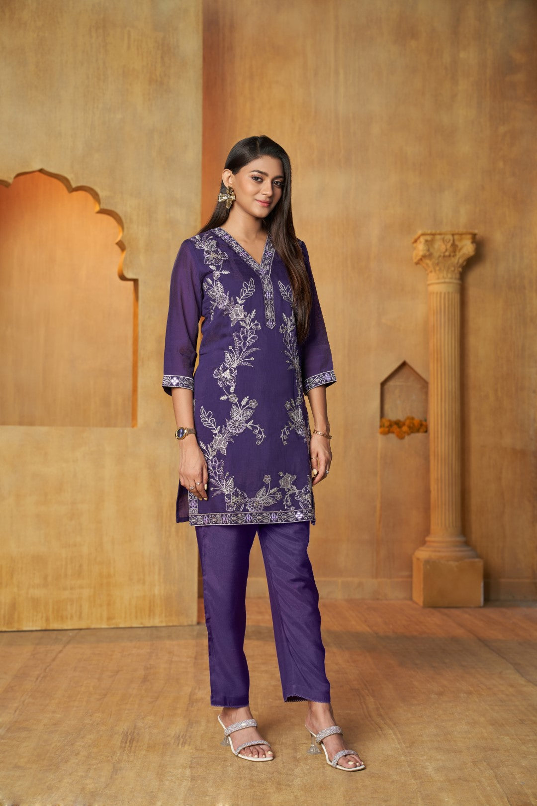 Anumeha Purple Work Co-ord Set