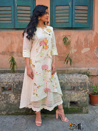 2 pc layered full embroidered dress