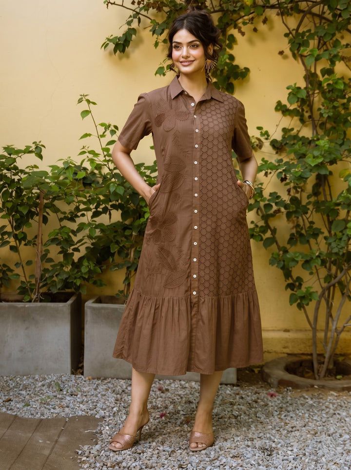 Ravya peanut embroidery cotton dress