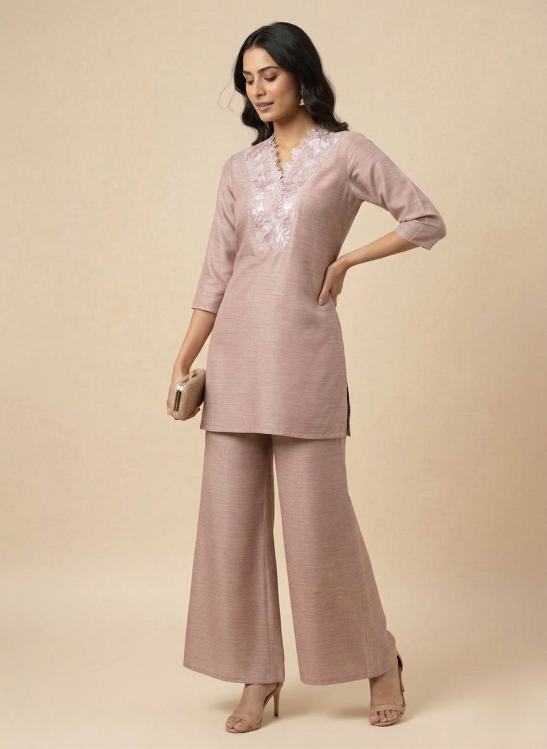 Prisha periwinkle embroidery co-ord set