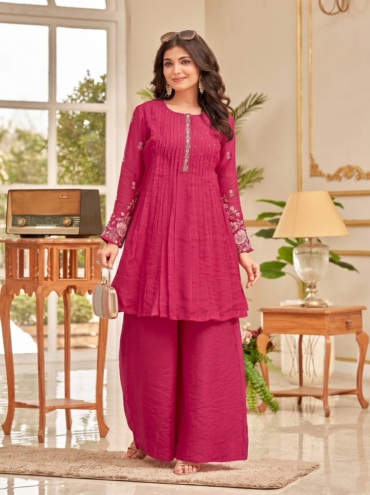 Gaurisha Merlot Embroidery Premium Co-ord Set