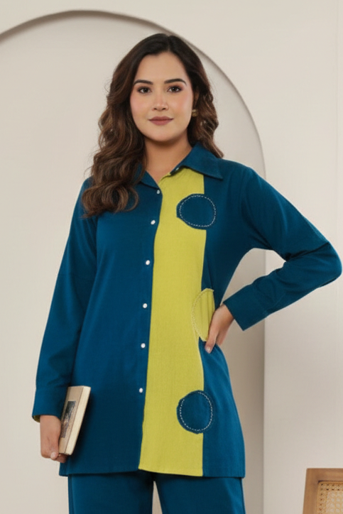 Puran Azure Cotton co-ord set