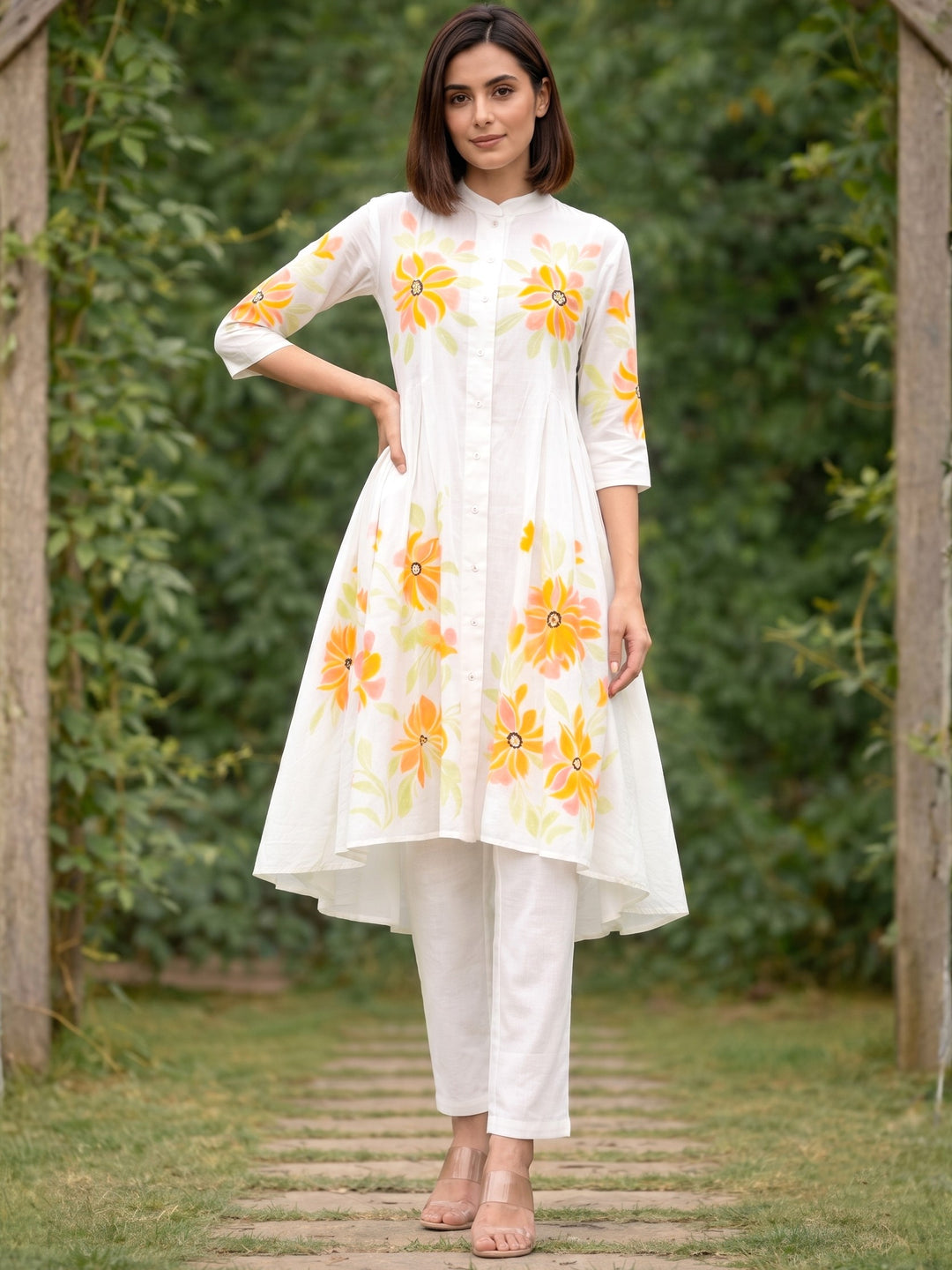 Tiara sunflower cotton kurta pant set