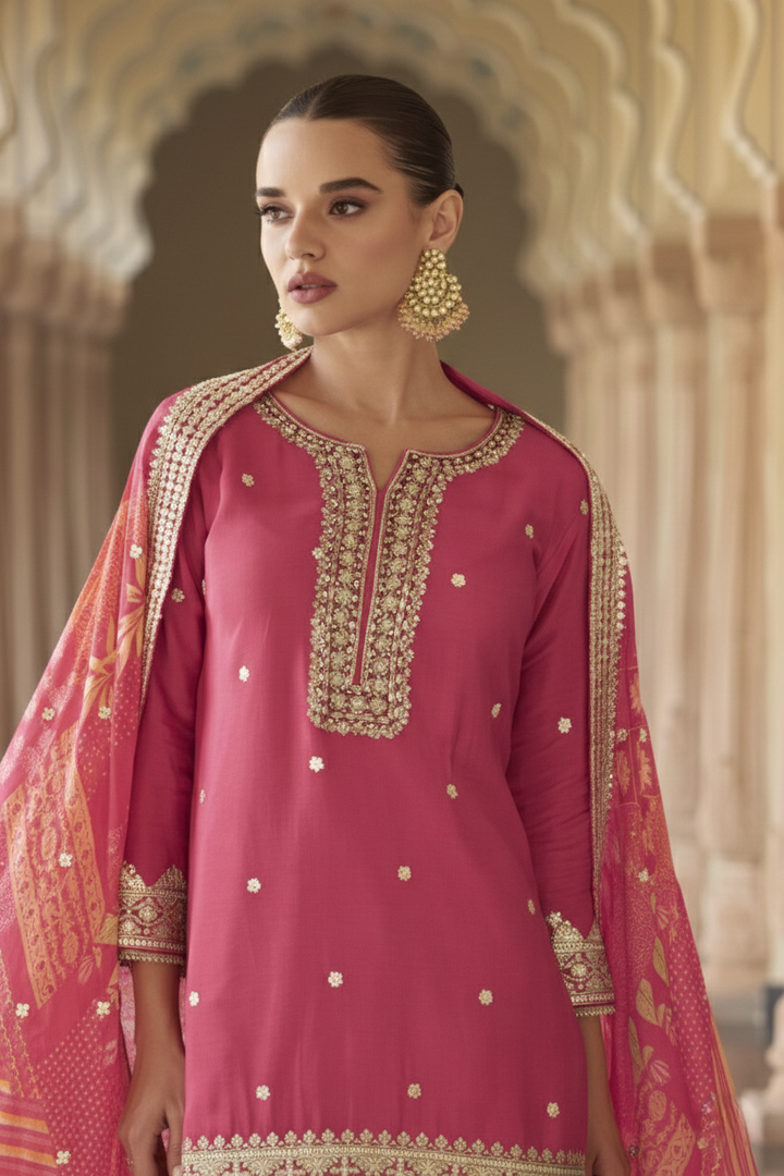 Umaira Rouge full work gharara suit set