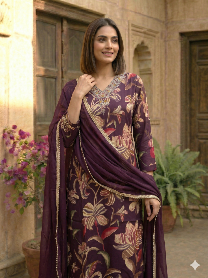 Reet Mulberry Printed Suit Set