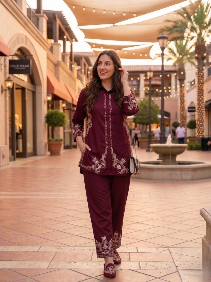 Prisha jam embroidery cotton co-ord set