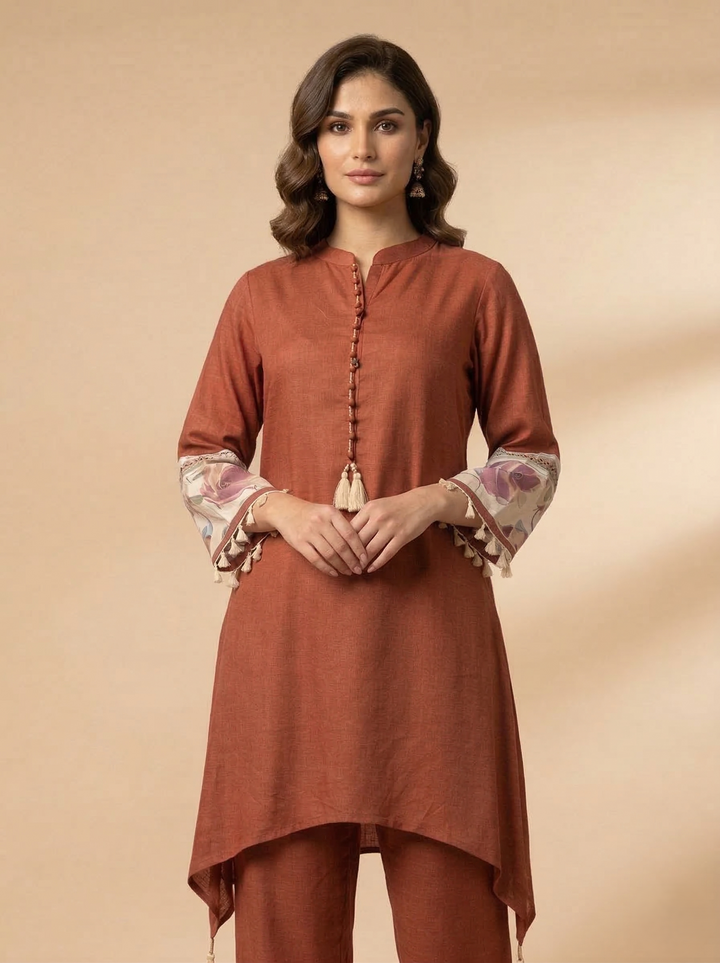 Prisha tangerine cotton co-ord set