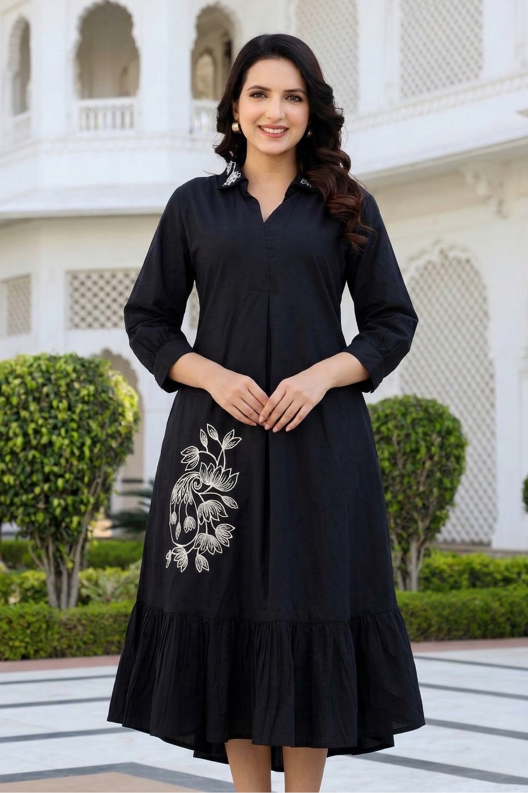 Esmera sable embroidery cotton dress