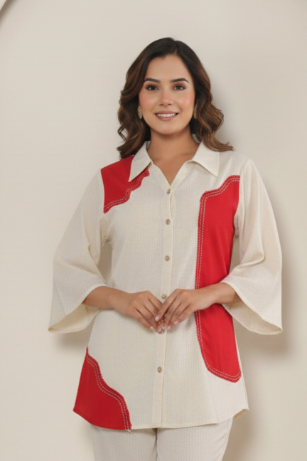 Puran crimson Cotton co-ord set