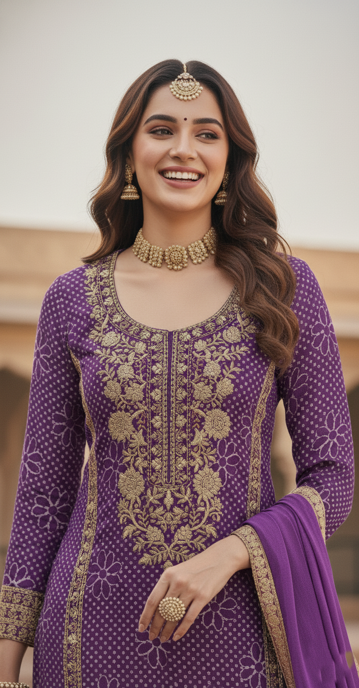 Zarkash Orchid Full Work Suit Set