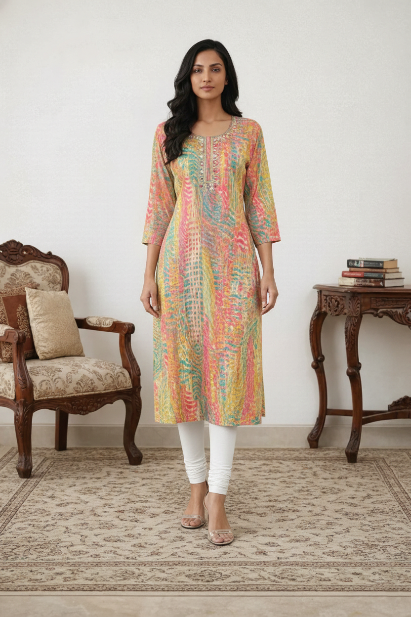 Yami Rainbow Printed Kurti