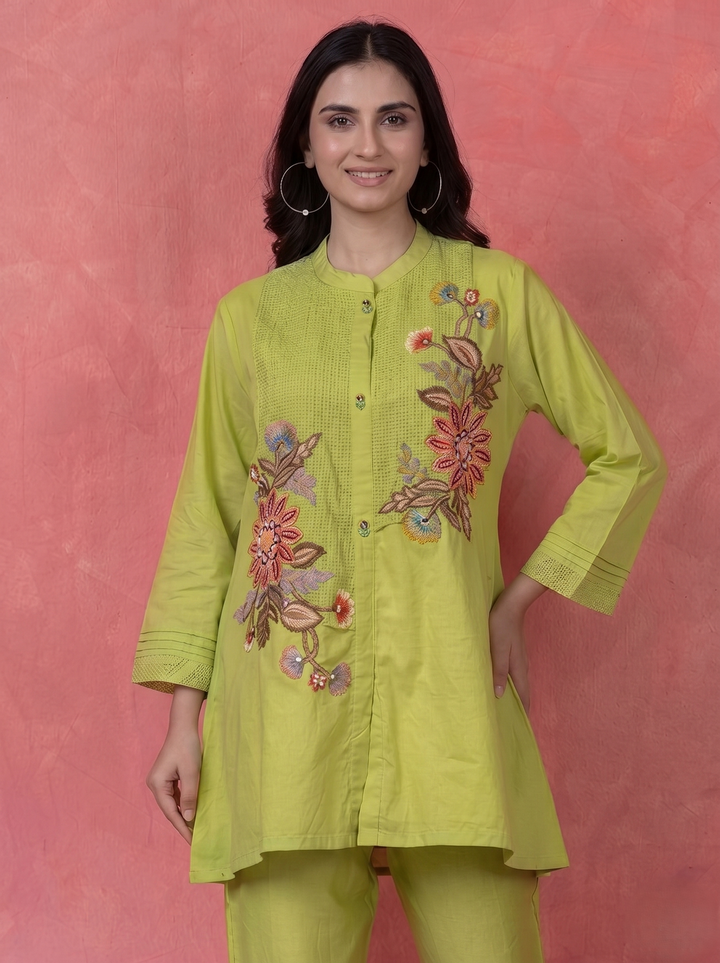 Gaur Limerick embroidery cotton co-ord set