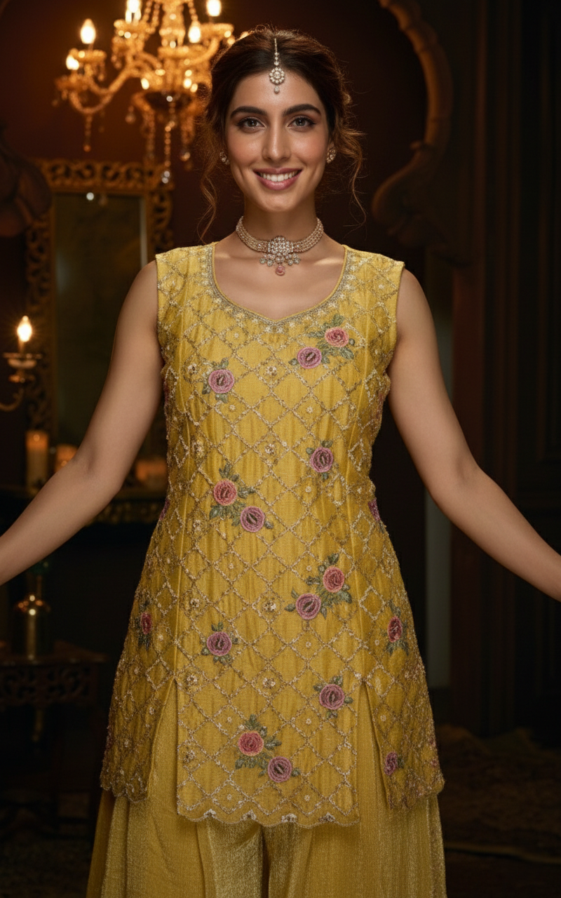 Haniya canary full work suit set