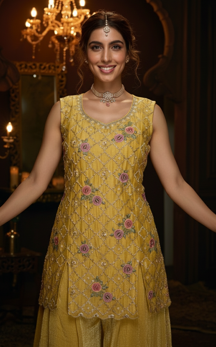 Haniya canary full work suit set