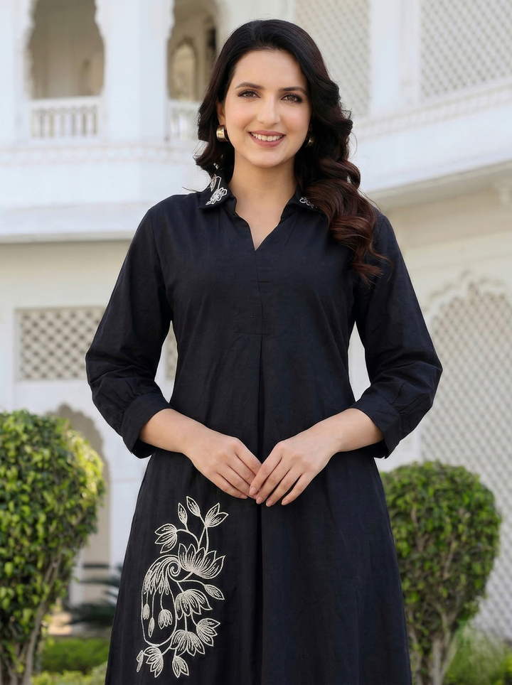 Esmera sable embroidery cotton dress