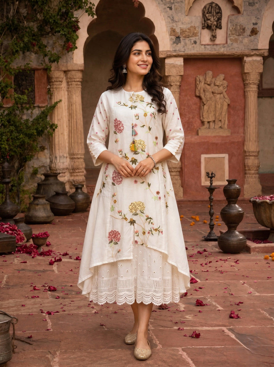 2 piece embroidered dress Isis Golden Set