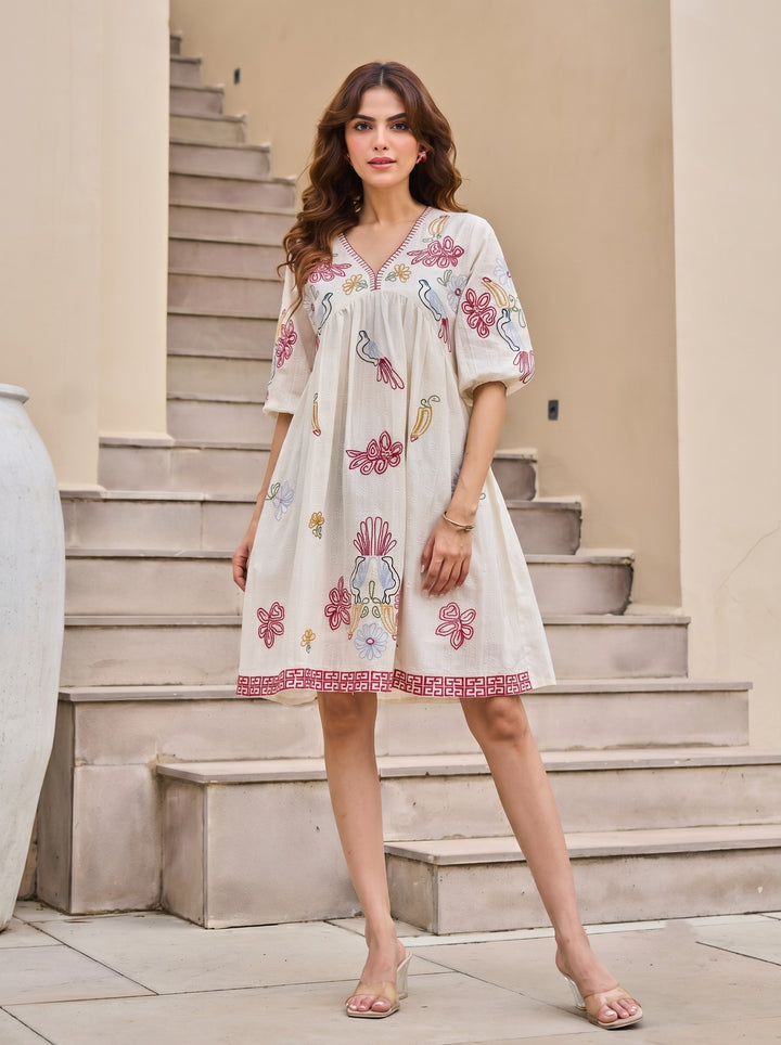 Tiara Daisy Embroidery cotton dress