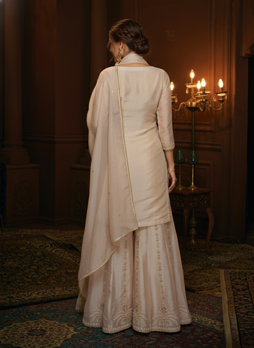 Haniya Pearl Full Work Premium Gharara Set