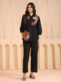 Viyona Onyx Floral Embroidered Co-ord Set