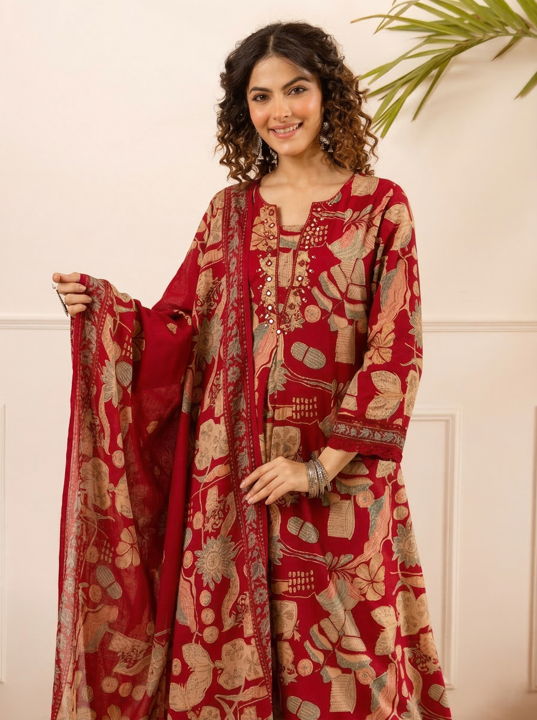 Karen Scarlet printed cotton suit set