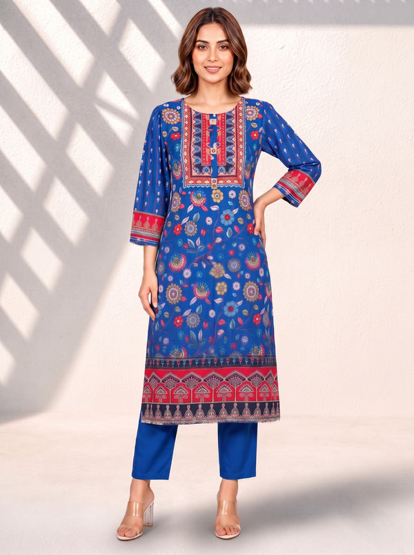 Maurya Cobalt Premium Muslin Kurta Set