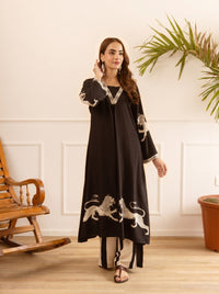 Karen Charcoal printed kurta pant set