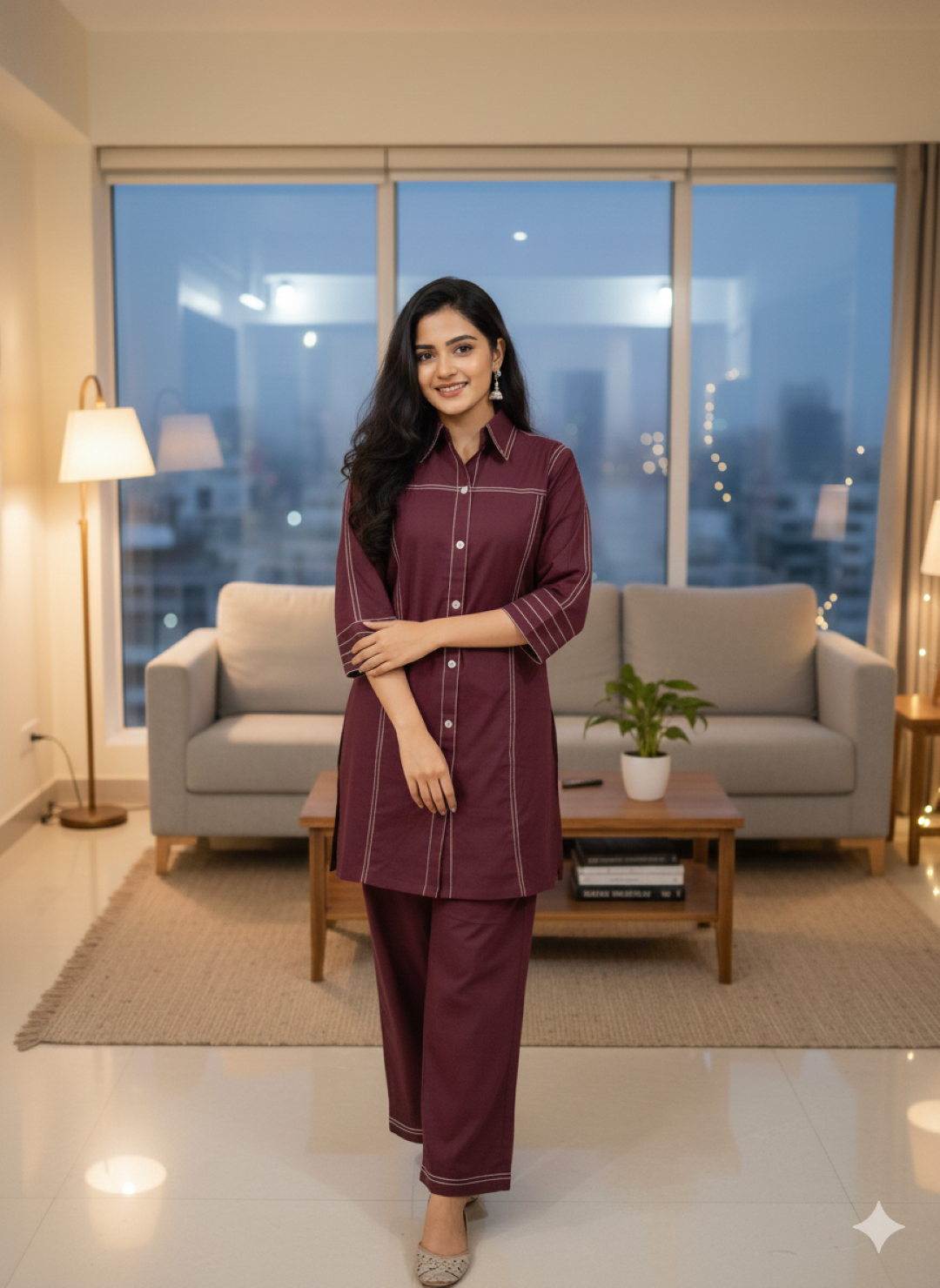 Akshara Merlot Cotton Co-ord Set