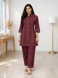 Akshara Merlot Cotton Co-ord Set