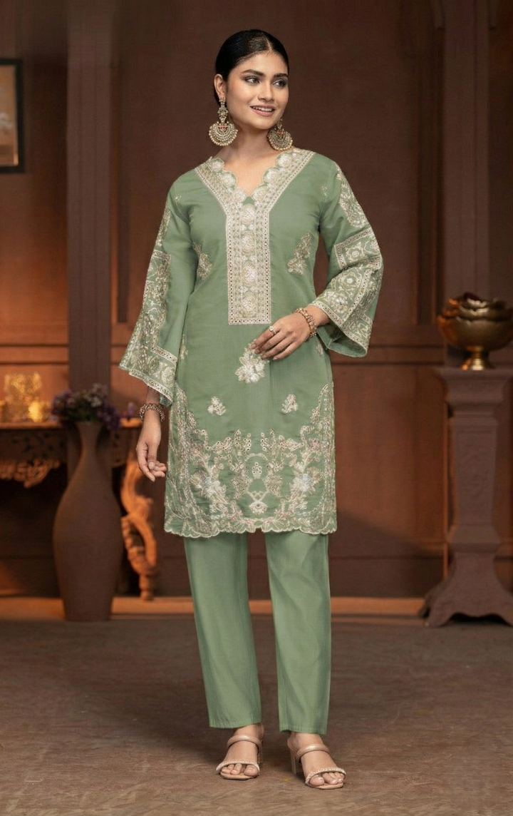 Mayuri moss embroidery co-ord set