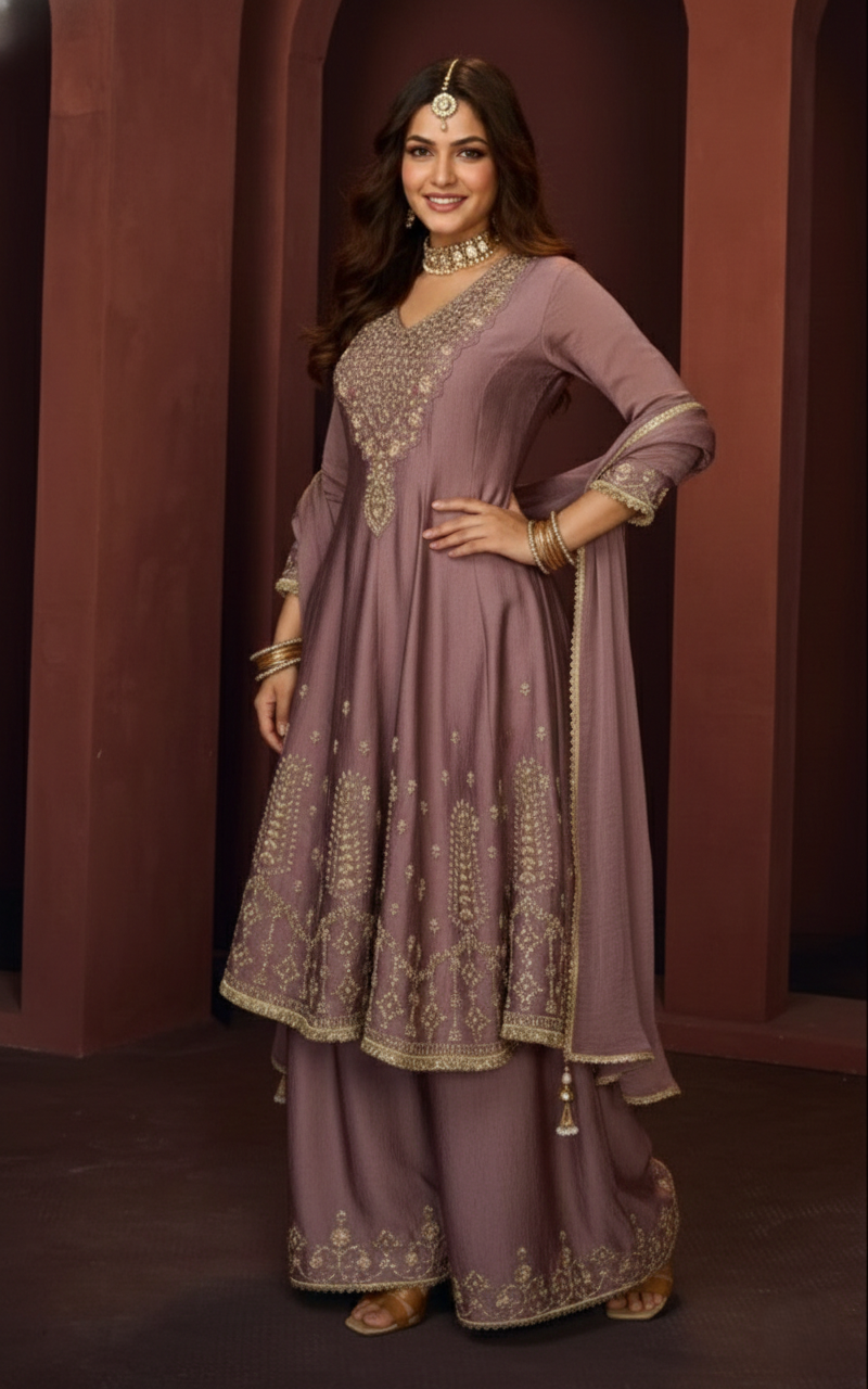 Haniya periwinkle full work Gharara set