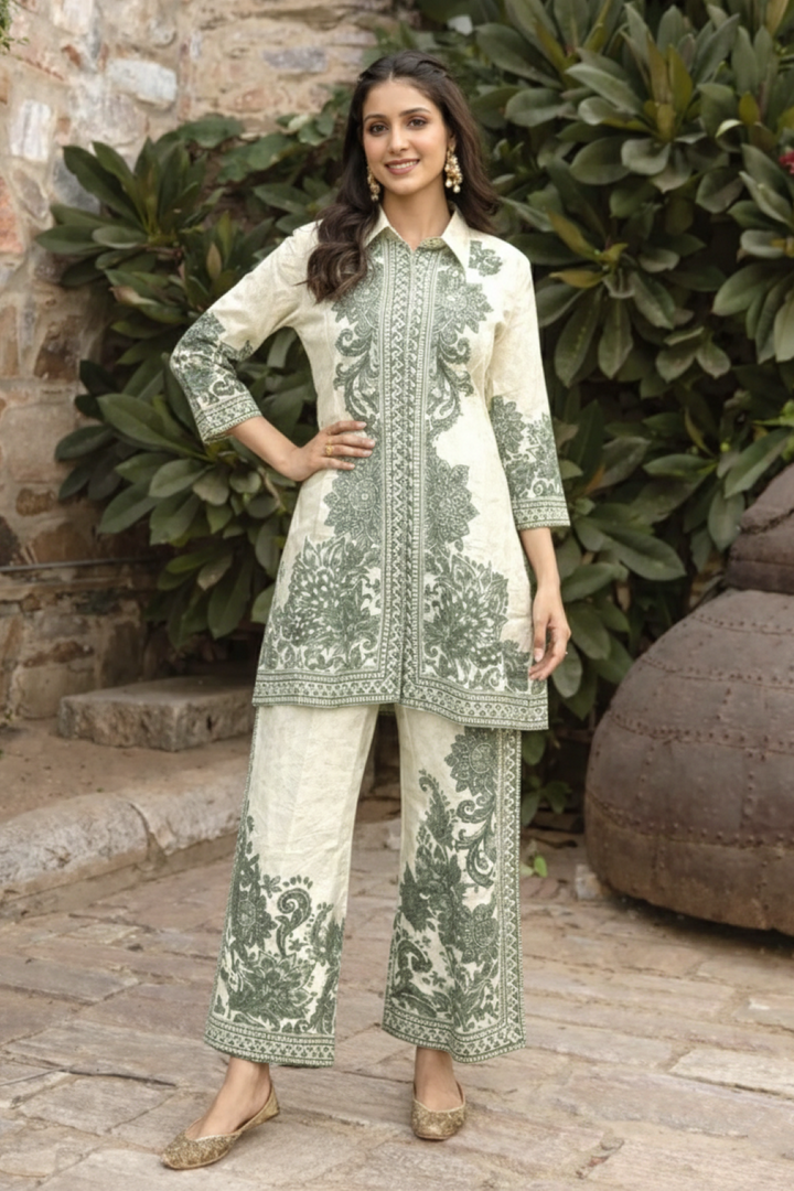 Reet Olive Printed Co-ord Set