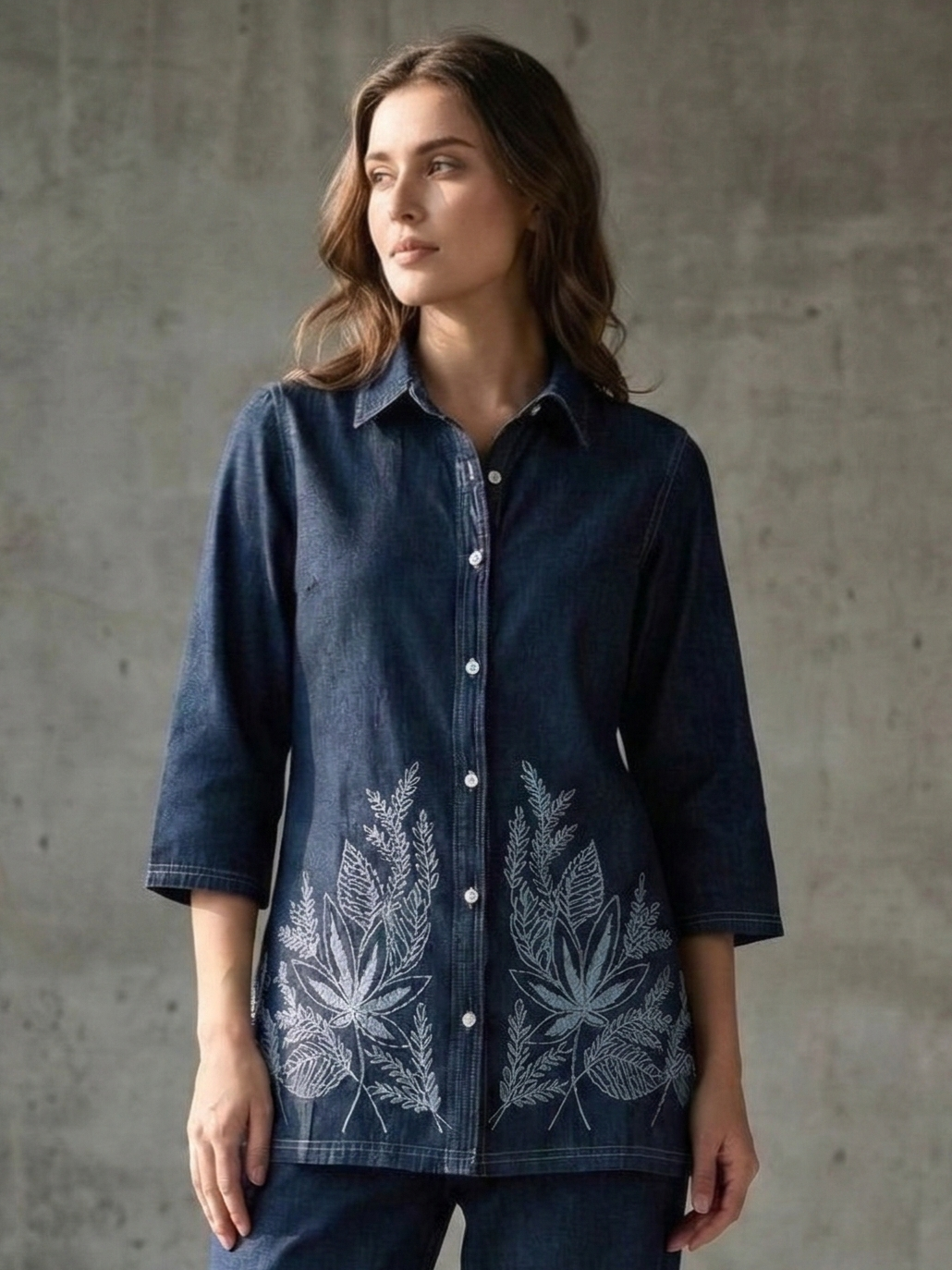 Prisha cyan embroidery denim co-ord set