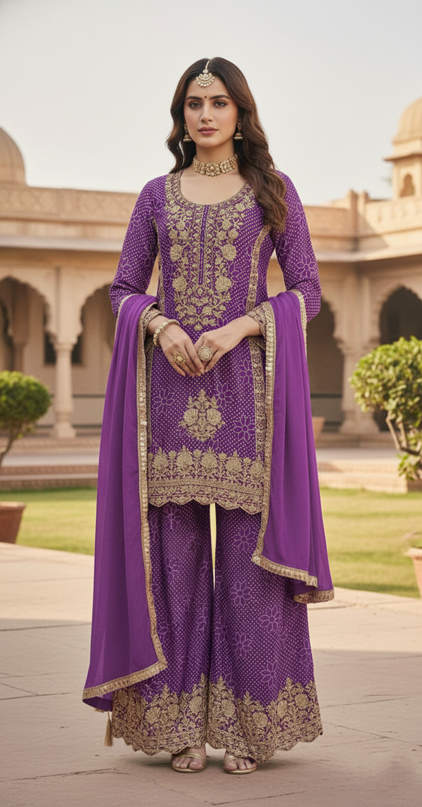 Zarkash Orchid Full Work Suit Set